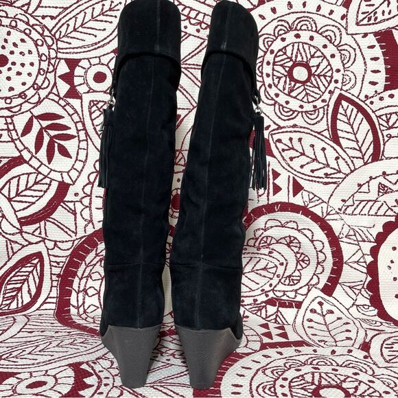 black wedges suede leather boots size 36 - Picture 4 of 9